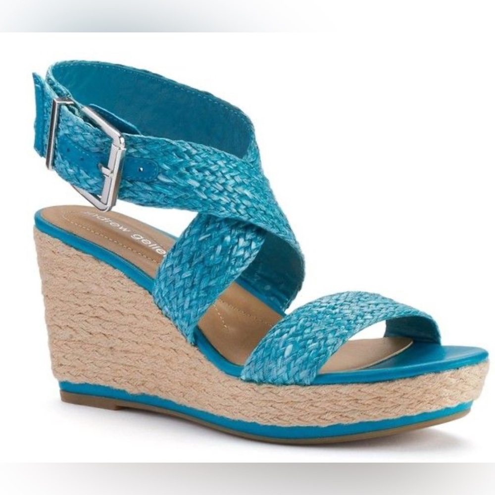 Andrew Geller Blue Woven Wedges